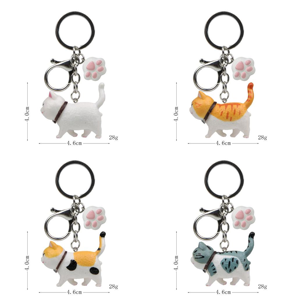 Cute Cartoon Orange Black Gray White Cat And Paw Pendant Keychain For Gift And Decoration