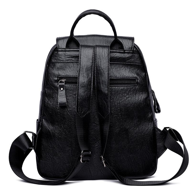 Weiche Lederstruktur große Tasche neu retro gestickter Faden Raute lässig große Kapazität Reise Temperament Rucksack Damen