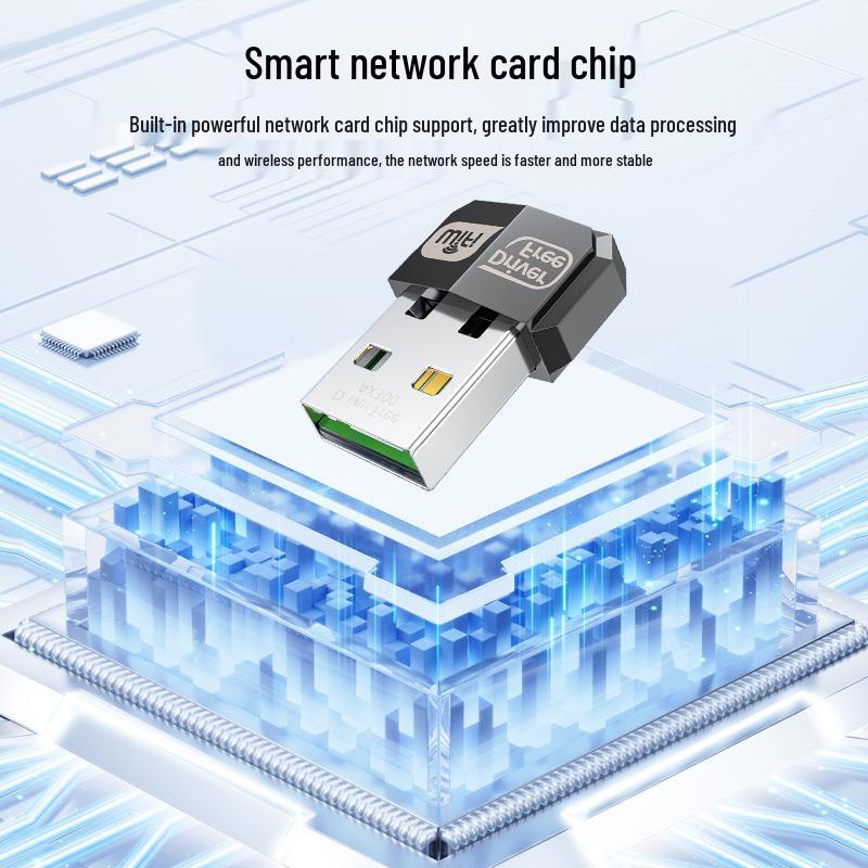 כרטיס רשת USB Jinghua 300M WiFi 6 דו-פס עם אנטנה בעלת שבח גבוה ללא דרייבר עבור Windows 10/11.