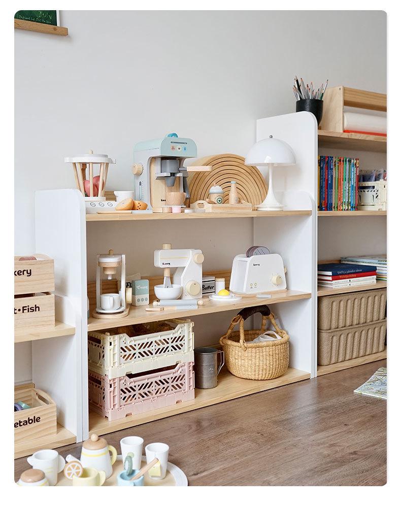 Korean Style Wooden Bookcase & Toy Storage Rack for Children's Room