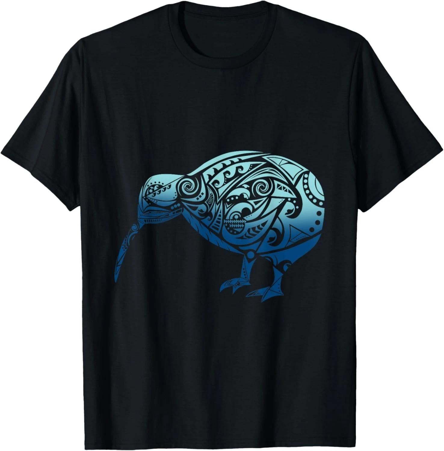 Polynesia Maori Kiwi Bird Ocean Blue New Zealand Souvenir Gift Unisex T-Shirt 4XL