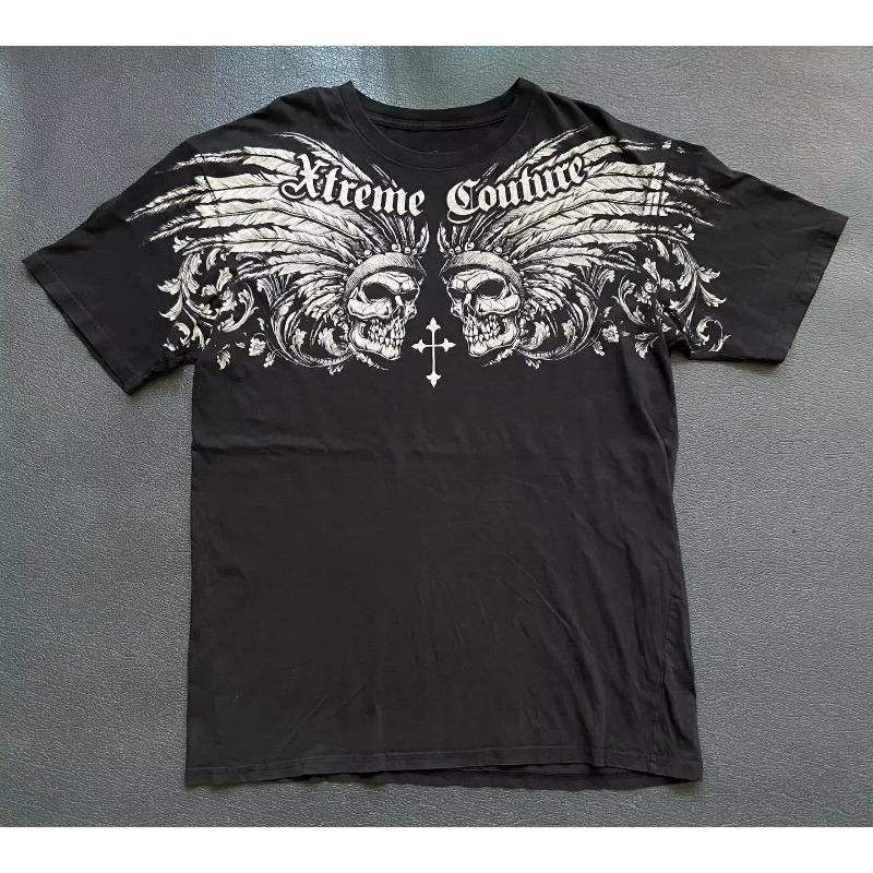 Retro Xtreme Angel Wing Men Yellow Short Sleeves Harajuku High Street American Fashion T-shirt Man Women Summer Tops