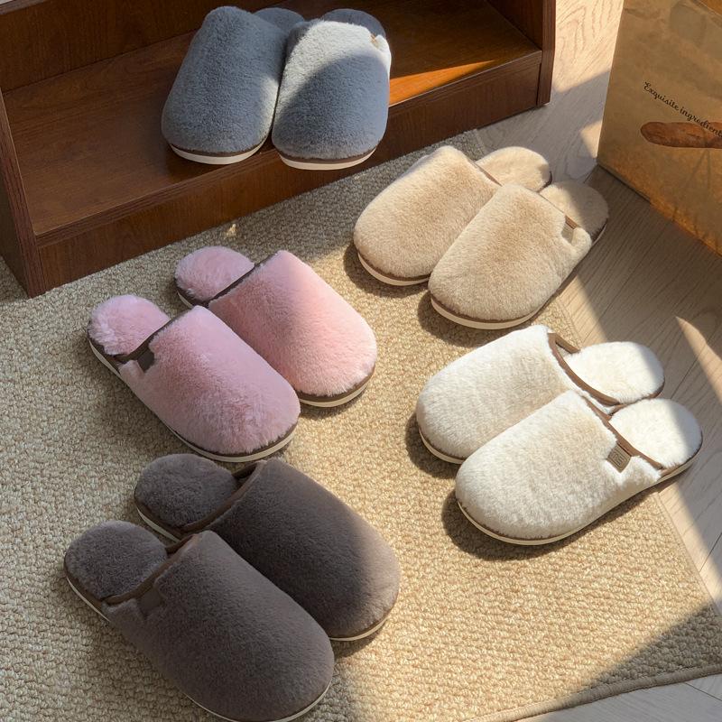 Soft Cotton Plush Winter Slippers: Warm, Non-Slip Indoor Footwear for Couples