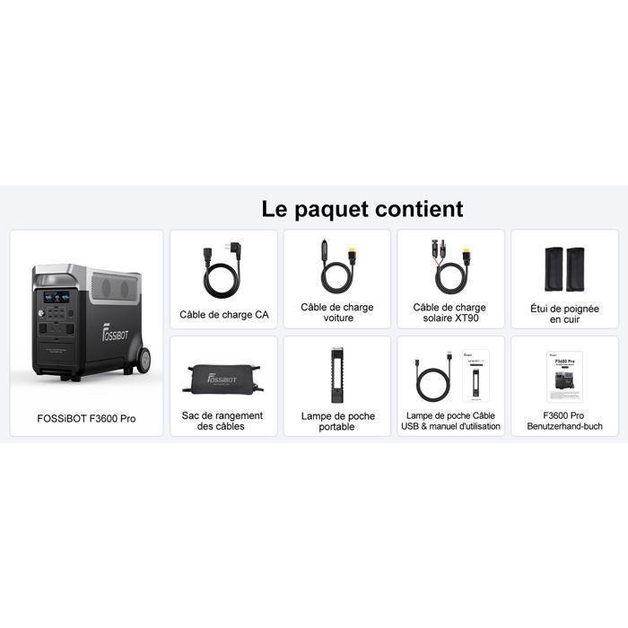 Générateur électrique portable FOSSiBOT 3840 Wh 3600 W batterie FB3840 2 panneaux solaires 400 W F3600PRO