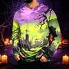 Men's Long Sleeve Hooded Sun Shirt with Halloween Print