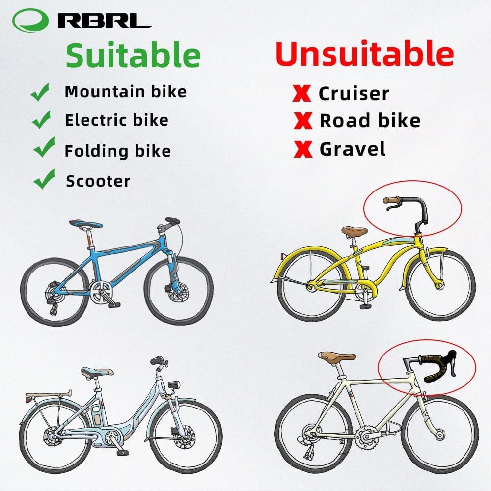 RBRL Bicycle Rearview Extra Durable Rearview Adjustable Mirror for Electric Bicycles Mirror, Large, Non-Obstructive, Mirror, 360° (Left-Aligned)