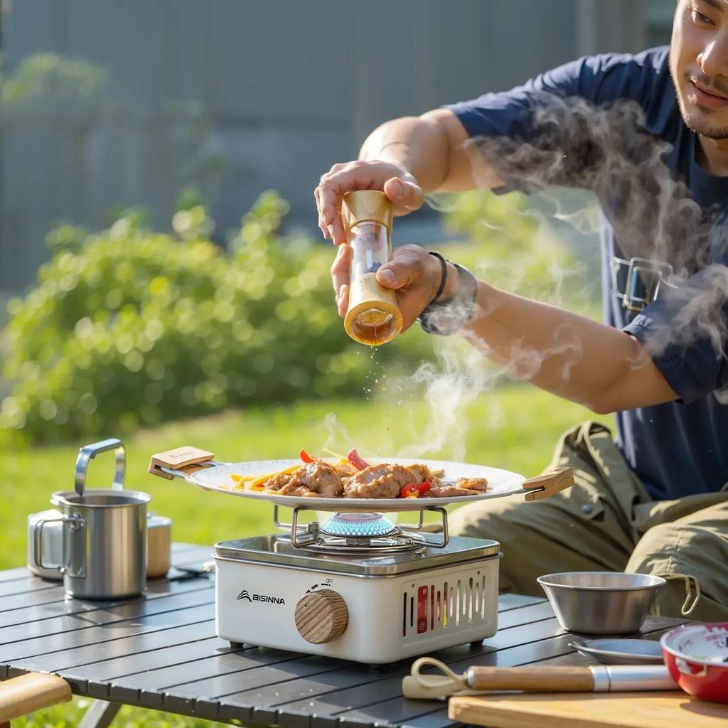 Portable Mini Butane Gas Stove Outdoor Camping Cooker/High Power 2800W Windproof, Adjustable Fire Lightweight/Compact