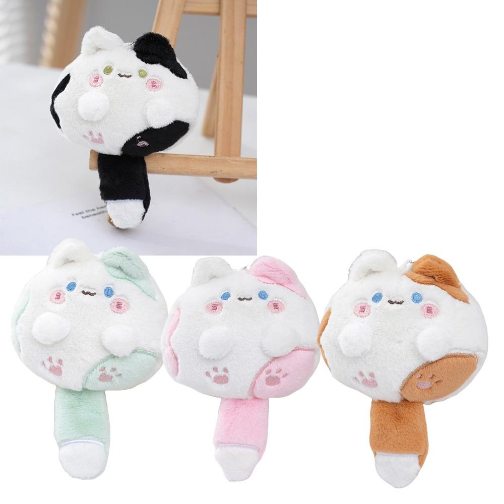 Squeak Long Tailed Cat Hanging Pendant Cute Stuffed Cat Key Chain Plush Keychain  for Girl's Bag