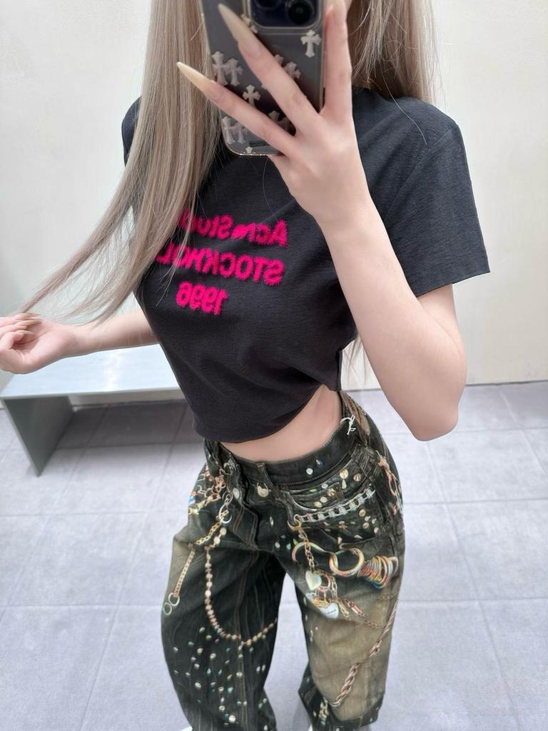 Women's Spring/Summer White Long Sleeve Letter Print Loose T-shirt