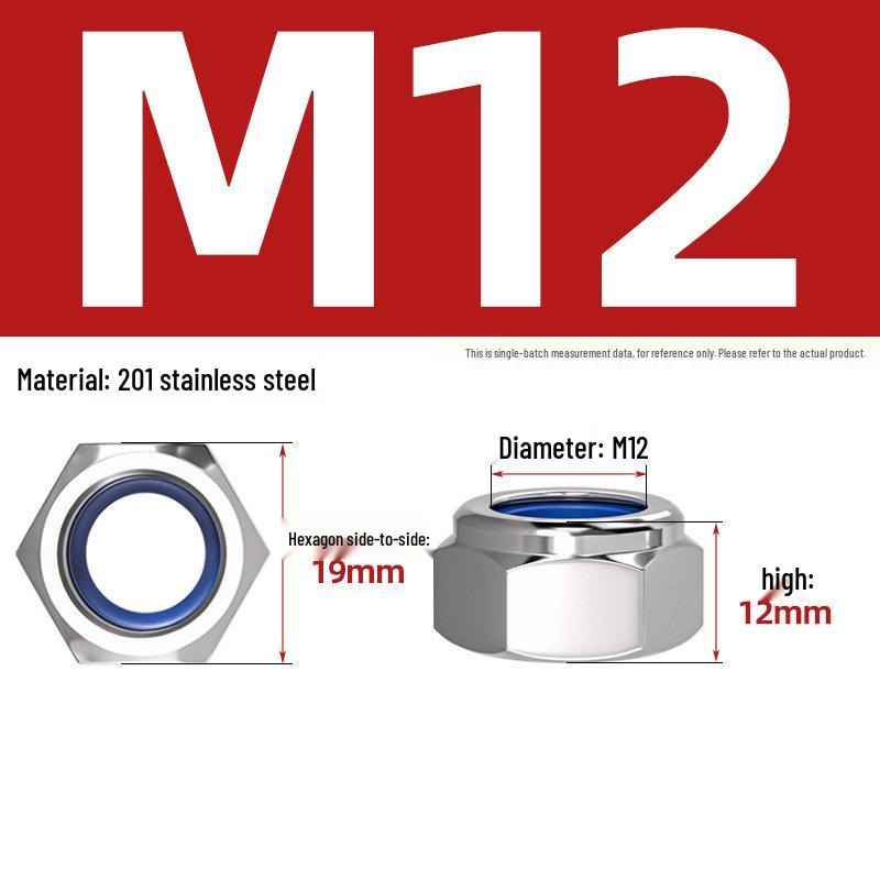 Stainless Steel Nylon Lock Nut Hexagon Anti-Loosening Screw Cap M4-M20