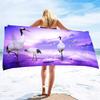 White Crane Print Beach Towel,Extra Large Pool Swim Travel Soft Towels Blanket Bulk Camping Cruise Lounge Chair Cover Gift