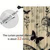 Black Skull Moth Butterfly Flower Plant Print Drapes Room Darkening Window Curtains for Home Decor,Rod Pocket Blackout Curtains
