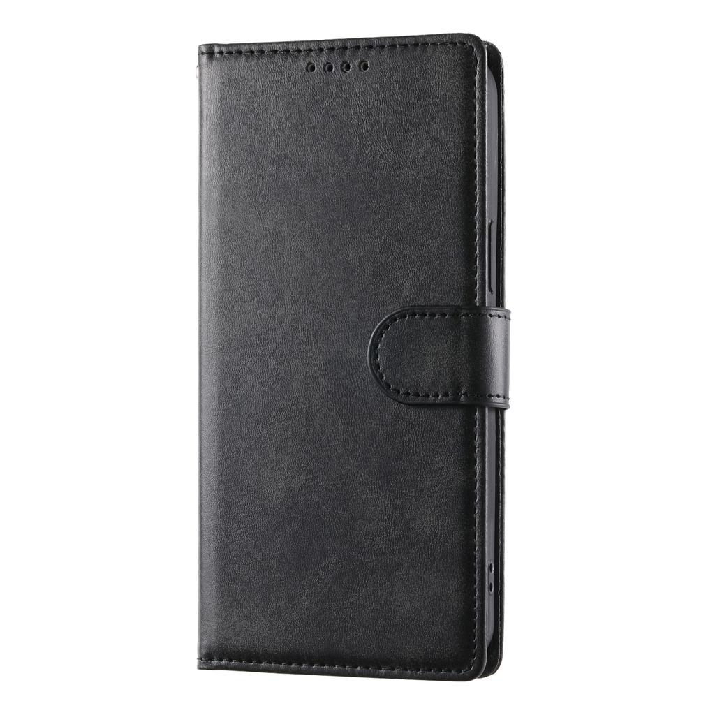 For Samsung Galaxy S26 Ultra Case Stand Wallet Calf Texture PU Leather Flip Phone Cover with Wrist Strap