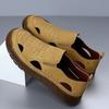 Hohle bequeme atmungsaktive Ledersandalen leichte Füße lässige Einzelschuhe Mode mit weicher Sohle Zehenkappe Herrenschuhe
