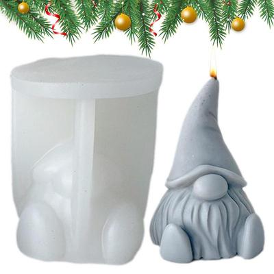 Moule en Silicone pour Bougie DIY Gnome 3D Noël Fait Main Gypse Savon Ciment Résine Moules Festival Cadeau de Noël Fournitures pour Fabrication de Bougies