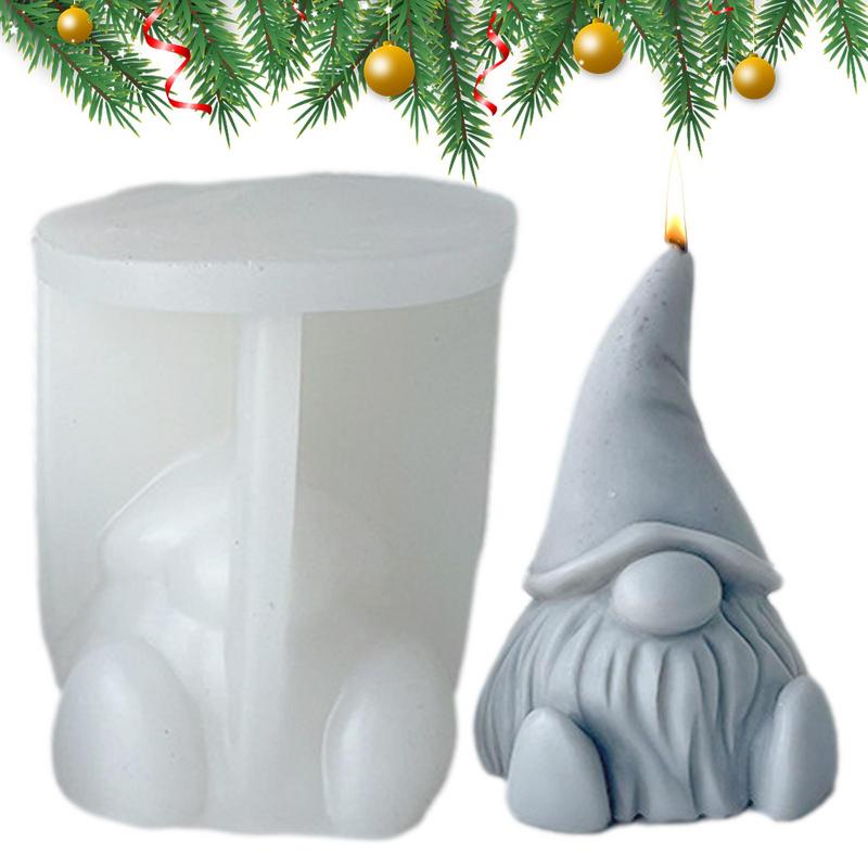 DIY Candle Silicone Mold 3D Gnome Christmas Handmade Gypsum Soap Cement Resin Molds Festival Xmas Gift Candle Making Supplies