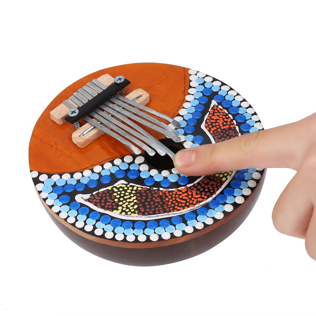 7 Key Tuneable Coconut Shell Mbira Portable Finger Thumb Piano Musical Instrument