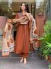 Women Elegant Cotton Salwar Kameez Designer Party Wear Top Tunic Kurta pant Dupatta Salwar Suit Set