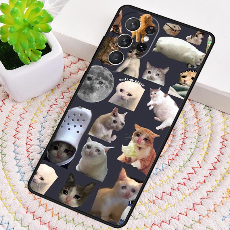 Crying Cat Memes Phone Case for Samsung Galaxy note 10 pro S26 Ultra S23 S24 FE S25 S21 S22 PLUS shockproof Cove