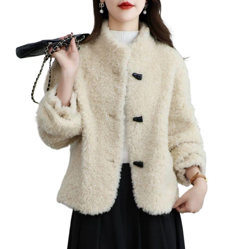 Women's Korean Style Lamb Shearling Winter Coat - Petite Lambswool Fur 2025.