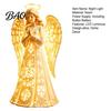 Elegant Shelf Display Piece Praying Angel Night Light, Resin Decorative Figurine with Warm LED Lights Religious Holiday Gift for Home Decor, Tabletop