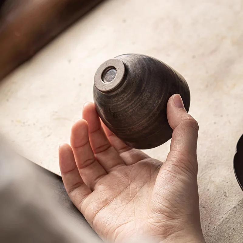 Handmade Gold-Glazed Thin Ceramic Tea Cup - Artisan Crafted Coarse Clay Master Cup for Kung Fu Tea CeremonyRetroPersonal Teacup