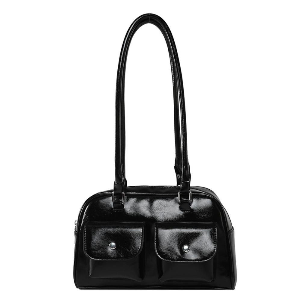 

Лакированная кожа ПУ Сумка для боулинга Сумка-тоут Подмышечная сумка Мини-карман Сумка-тоут Бостон Уличная чёрный