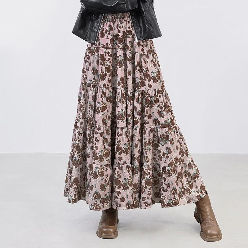 Dámská květinová maxi sukně s vysokým pasem a elastickým pasem