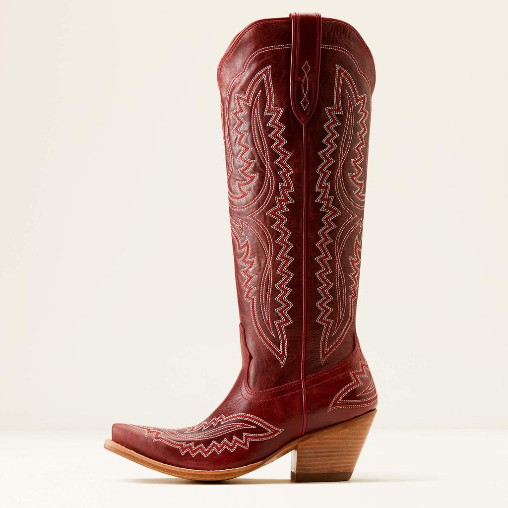 New European and American pointed thick heel tall tube large size western cowboy boots