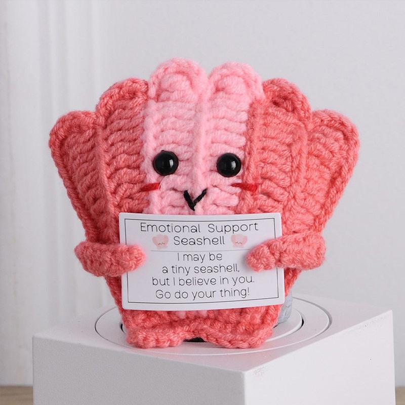 New Positive Energy Goose Hug Pocket Mini Handmade Plush Wool Knitting Doll with Card Funny Christams Gift Home Room Decoration