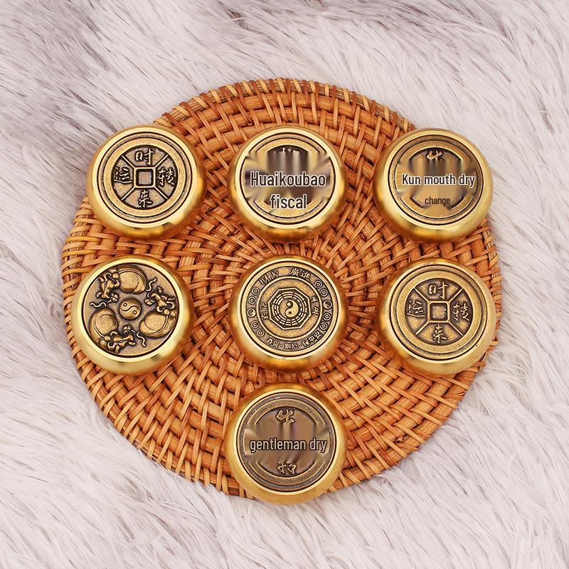 Brass Double-Sided Spinning Good Fortune Fingertip Decompression Toy