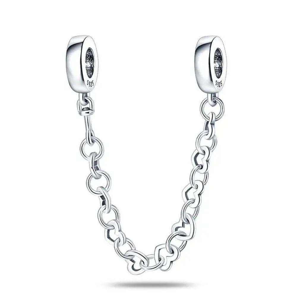 925 Silver Star Moon Crown Pendant DIY Bracelet Spacer Bead Women Jewelry Safety Chain New