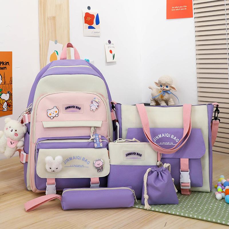 Schoolbags for Girls Elementary School Students Five Piece Backpacks for Middle School Students Junior High School Students Backpacks