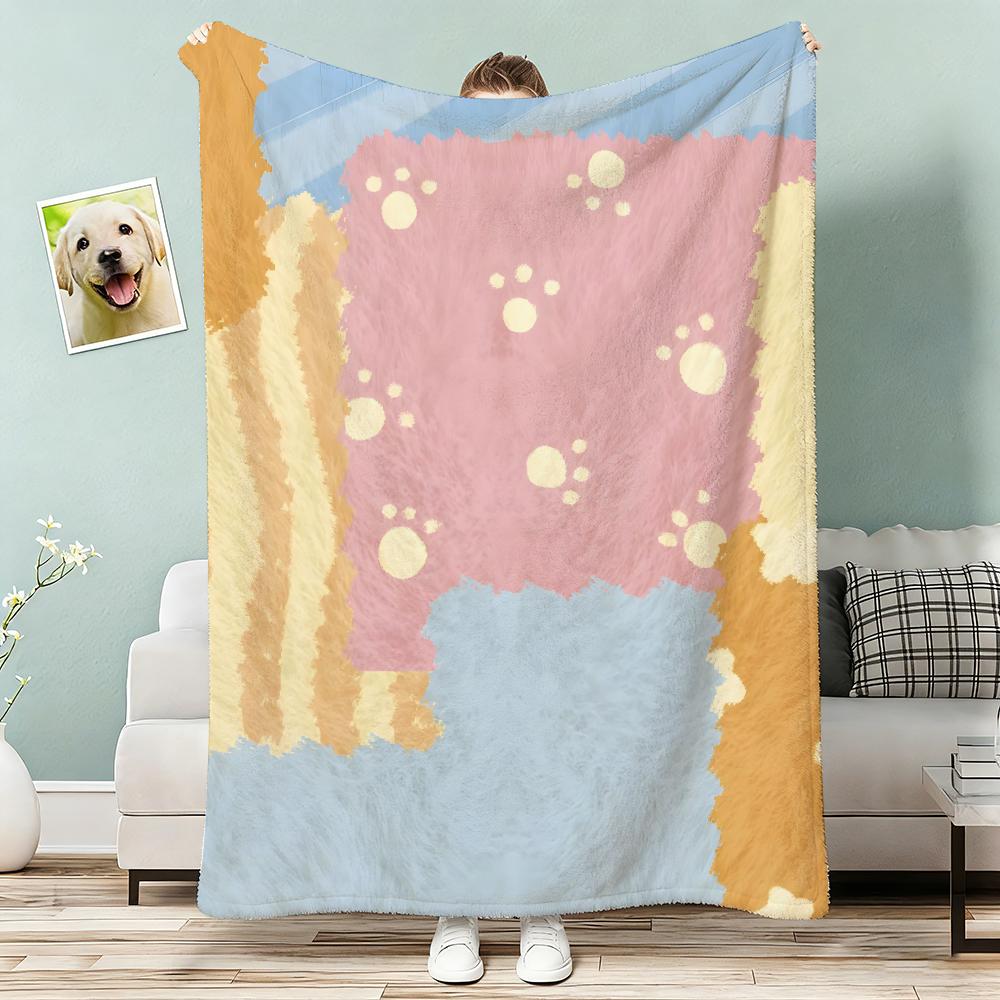Aesthetic Colorful Fun Collages Throw Lightweight 240G Flannel Blanket Soft Skin-Friendly For Summer Cooling