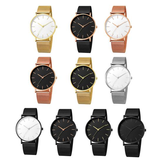 Herren Mesh-Armbanduhr Minimalistische Quarz-Analog-Uhr Einfaches rundes Zifferblatt Armbanduhr für Business Büro Freizeit