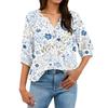 Women's Printed Shirt, Three-Quarter Sleeves, Cotton Linen , Casual Fashion Top for Everyday Wear