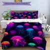 3pcs Jellyfish, Neon Print Bedding Set, Ideal for Home Use, Suitable for Bedroom Decor (1*Duvet Cover + 1/2*Pillowcases, No Core) yy250821180