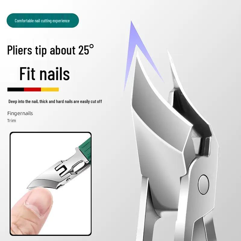 Super Sharp Oblique Nail Clippers: Large Opening, Anti-Splash, Pointed Mouth for Ingrown and Thick Toenails