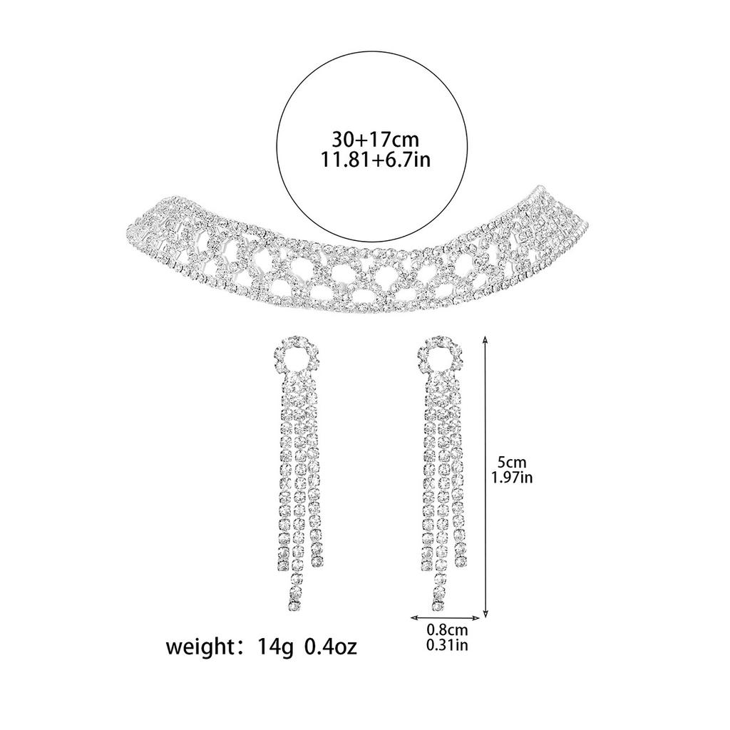 Fashion Sparkling Diamond Necklace Earrings Women's High-End Luxury Jewelry Earrings Bridal Jewelry Wedding Accessories