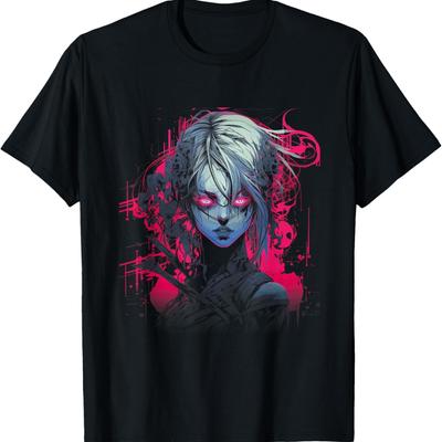 Anime Girl Manga Cyberpunk Vaporwave T-Shirt(1)