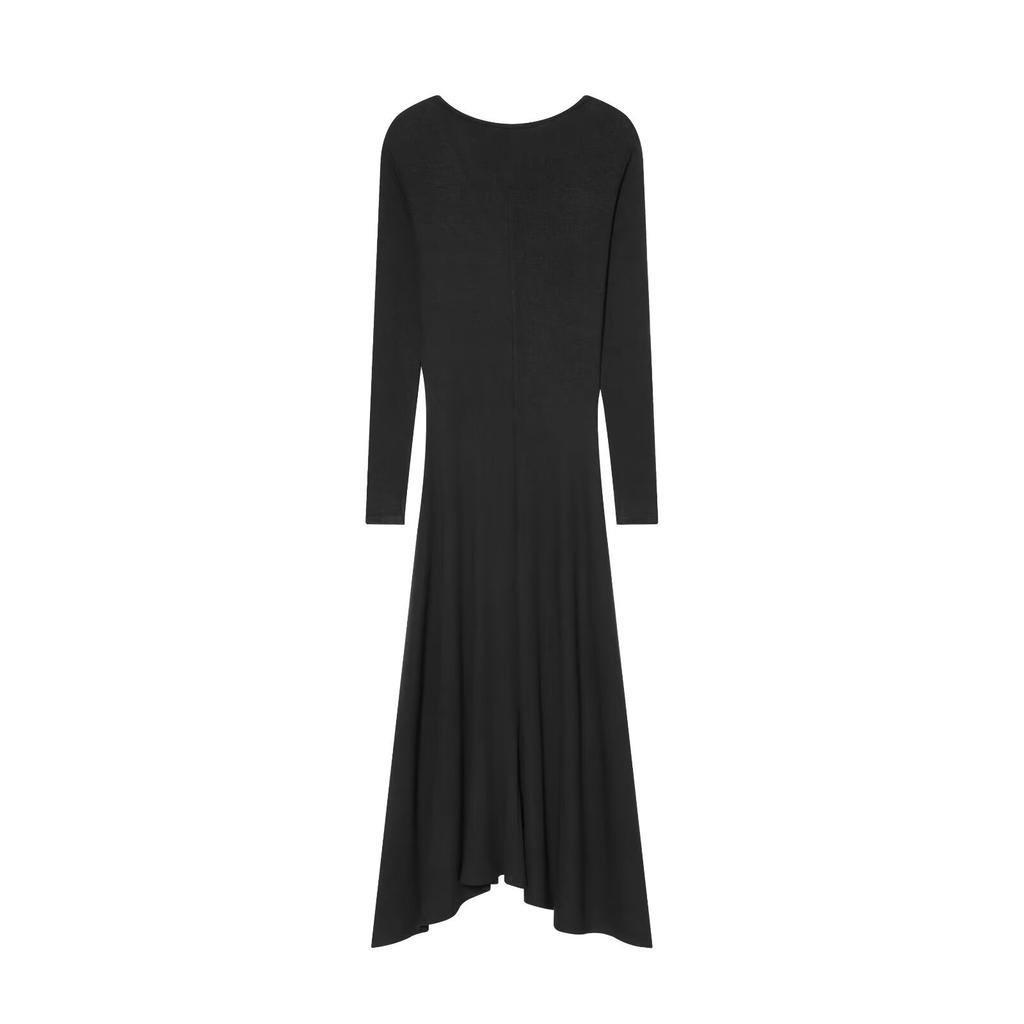 European and American style ins temperament fashion women's clothing personalized slim collar long V-neck dress
