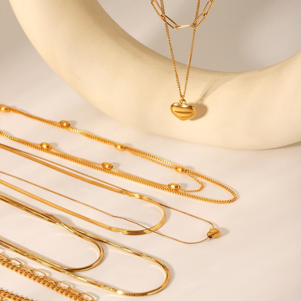 Light Luxury 18K Gold Plated Multi-Layer Stainless Steel Necklace, High-End Titanium Steel Jewelry, Non-Fading Neck Chain
