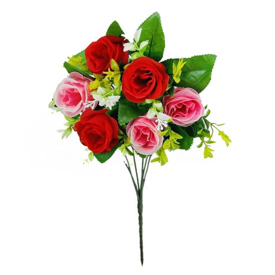 

Artificial Roses Flowers 6 Heads Faux Silk Flower Bouquet with Leaves for Bridal Bouquet DIY Arrangement Wedding Party Home Living Room Table Decor