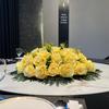 Large Round Hotel Dining Table Centerpiece: Artificial Flower Bouquet Arrangement with Turntable for Private Rooms