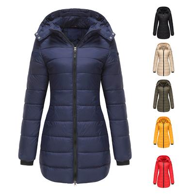 New Women Hooded Mid Long Coat Front Zipper Warm Outwear High Quality Casual Fashion Autumn Winter Female Long Sleeve Jacket