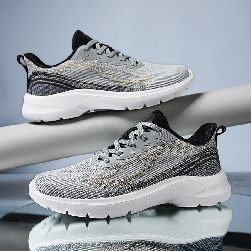 Large size men's shoes breathable fly-woven mesh sneakers men's shoes running shoes student casual shoes