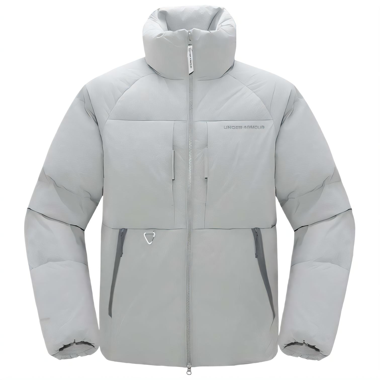 

Under Armour Travel Outdoor Series UA Stand Collar Windproof Waterproof Warm Short Down Jacket Men Jacket Silver Gray Green 14416124-0065