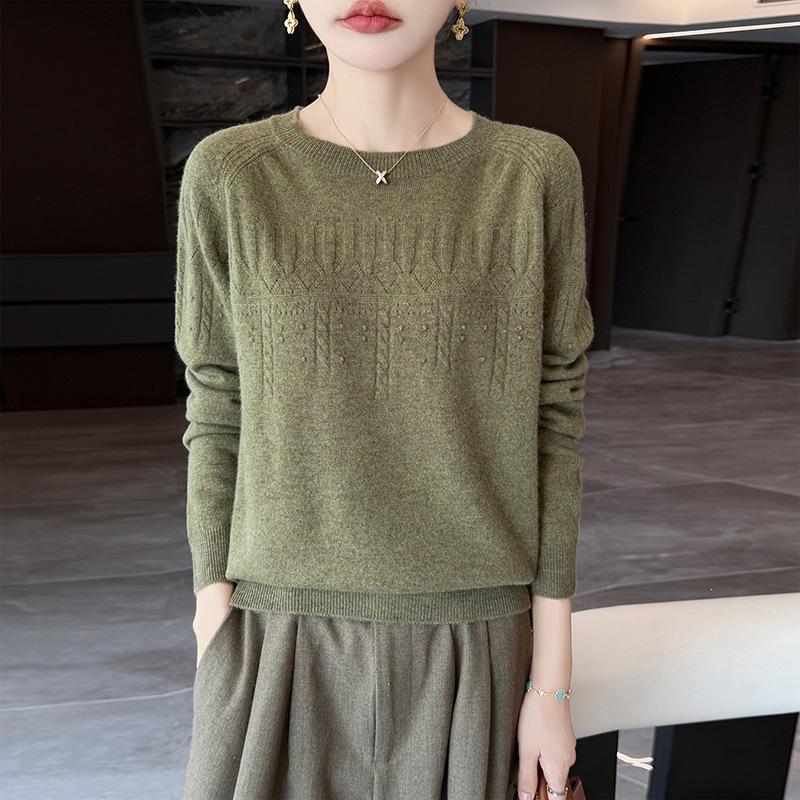 2026 Winter Pure Wool Puff Sleeve Round Neck Knit Sweater
