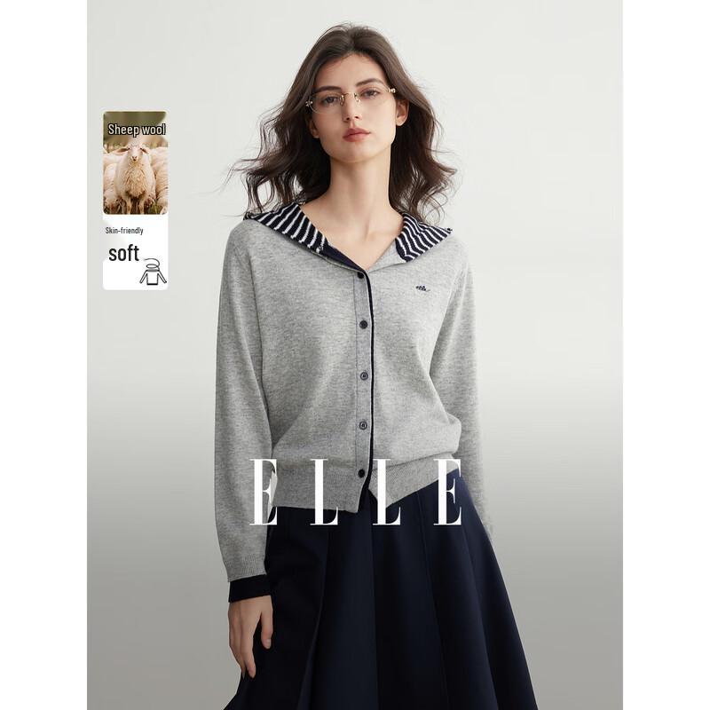 ELLE Women s Color-Block Hooded Knitted Cardigan M