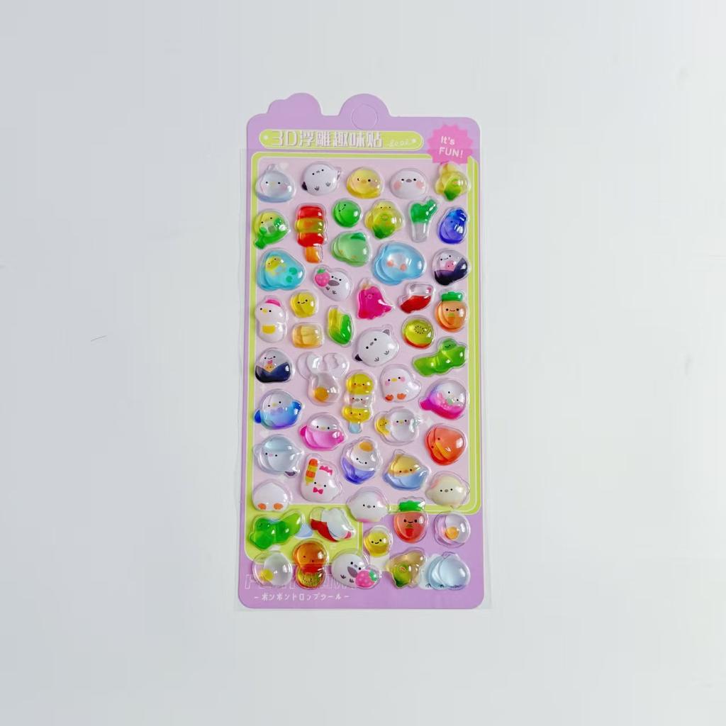 3D Japanese Cute Crystal Epoxy Relief Stickers Cartoon Bunny Bear Stickers Journaling Stationery Cute Stickers Gifts